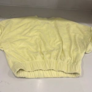 Yellow terry cloth set with a cropped top and cute shorts